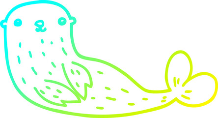 cold gradient line drawing of a cartoon seal