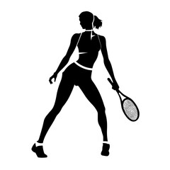 silhouette tennis player logo vector 