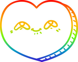rainbow gradient line drawing of a cartoon love heart