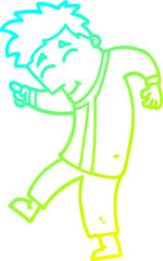 cold gradient line drawing of a cartoon dancing man