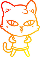 Fototapeta premium warm gradient line drawing of a cartoon cat
