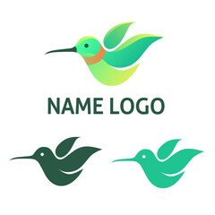 hummingbird logo vector.simple gradient.white background