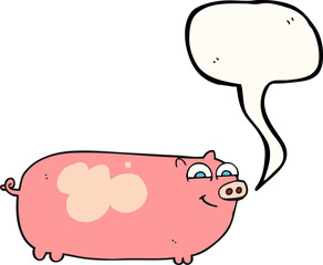 freehand drawn speech bubble cartoon pig