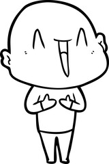 happy cartoon bald man
