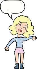 cartoon woman only joking with speech bubble