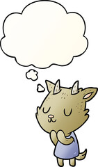 cartoon goat with thought bubble in smooth gradient style