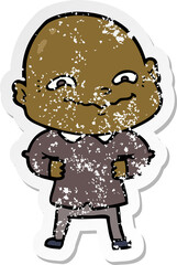 distressed sticker of a cartoon creepy guy