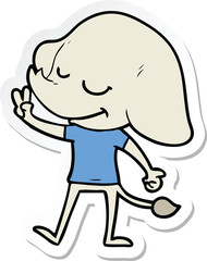 sticker of a cartoon smiling elephant