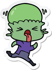 sticker of a weird cartoon alien