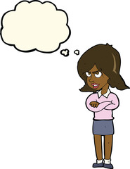 cartoon angry woman with thought bubble