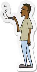 sticker of a cartoon annoyed smoker