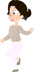 cartoon friendly woman waving