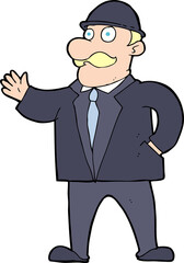 Obraz premium cartoon sensible businessman in bowler hat
