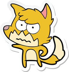 sticker of a cartoon annoyed fox