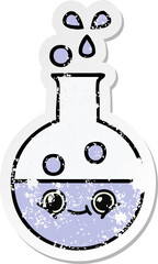 distressed sticker of a cute cartoon test tube