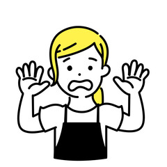 かわいい人物のイラストシリーズ _ 女性の店員_ ギブアップ