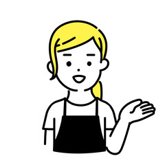 かわいい人物のイラストシリーズ _ 女性の店員_ 案内
