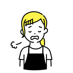かわいい人物のイラストシリーズ _ 女性の店員_ 疲れた