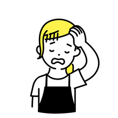 かわいい人物のイラストシリーズ _ 女性の店員_ 頭痛