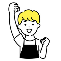 Fototapeta premium かわいい人物のイラストシリーズ _ 男性の店員_ 応援