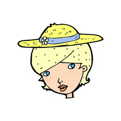 cartoon woman wearing summer hat