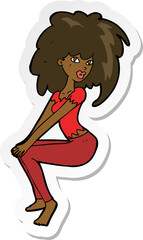 sticker of a cartoon woman with big hair