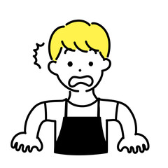 かわいい人物のイラストシリーズ _ 男性の店員_ 驚く