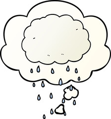 cartoon rain cloud with thought bubble in smooth gradient style