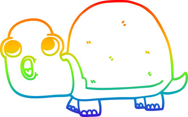 rainbow gradient line drawing of a cartoon shocked turtle