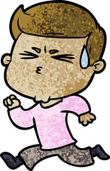 cartoon man sweating