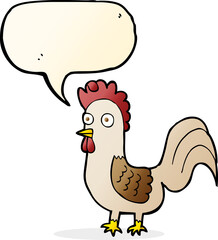 cartoon rooster with speech bubble