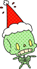 hand drawn christmas cartoon of kawaii skeleton