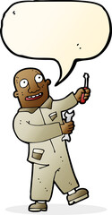 cartoon mechanic with speech bubble