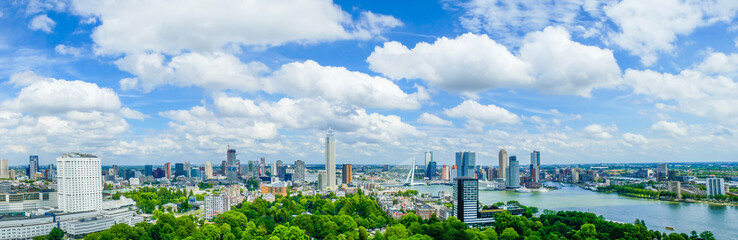 City Panorama of Rotterdam Netherlands from above