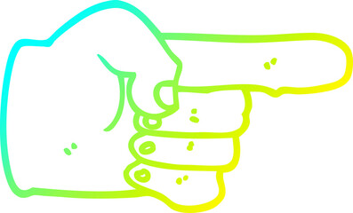 cold gradient line drawing of a cartoon pointing hand