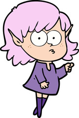 cartoon elf girl pointing