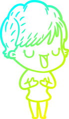 Obraz premium cold gradient line drawing of a cartoon woman talking