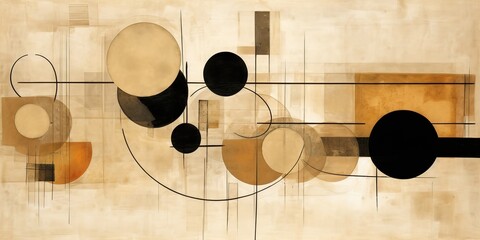 AI Generated. AI Generative. Abstract geometric pattern poster decoration in minimal style bauhaus. Graphic Art