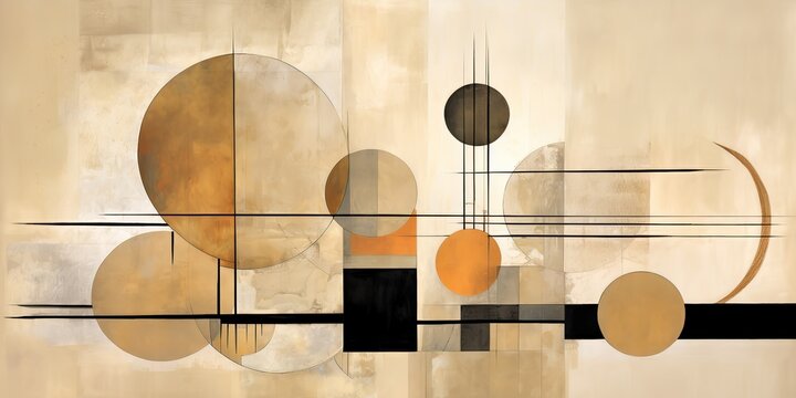 AI Generated. AI Generative. Abstract geometric pattern poster decoration in minimal style bauhaus. Graphic Art