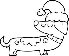 cartoon dog wearing christmas hat