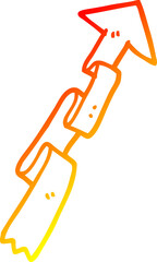 warm gradient line drawing of a cartoon banner arrow