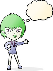 cartoon vampire girl with thought bubble