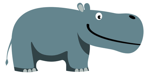Hippo cartoon icon. Safari happy animal smiling