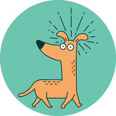 icon of a tattoo style surprised dog
