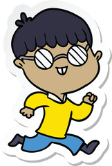 sticker of a cartoon boy wearing spectacles