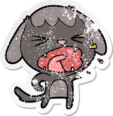 distressed sticker of a cute cartoon dog barking