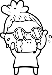 cartoon crying woman wearing spectacles