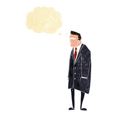 Obraz premium cartoon bad tempered man with thought bubble