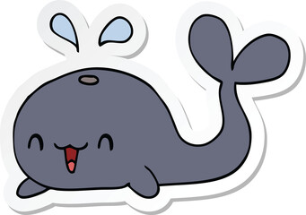 sticker of a cartoon happy whale