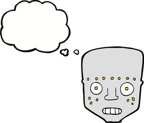 cartoon robot head with thought bubble